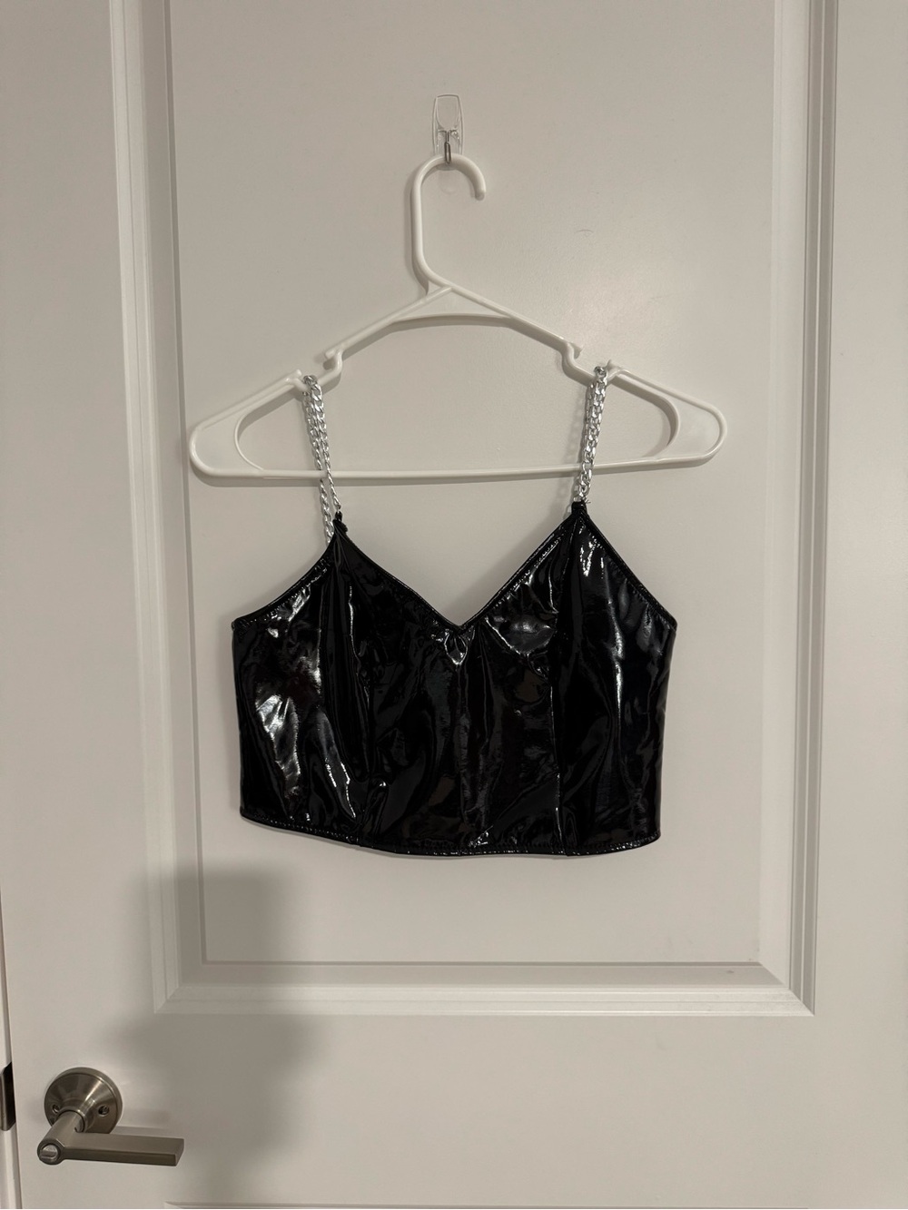 Black Crop Tank with Chain Straps